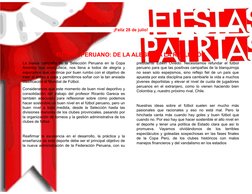 ¡Feliz 28 de julio!
FÚTBOL PERUANO: DE LA ALEGRÍA A LA REFLEXIÓN
La buena campaña de la Selección Peruana en la Copa
América