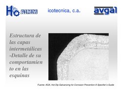 Estructura de 
las capas 
intermetálicas
-Detalle de su 
comportamien
to en las 
esquinas
icotecnica, c.a.
Fuente: AGA, Hot D