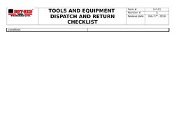 Tools Despatch Form Tools and Equipment Dispatch Checklist | PDF