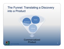 LCC Consulting
The Funnel: Translating a Discovery 
into a Product
4
Commercialized 
Product
Clinical
Preclinical
R & D
