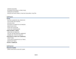 INDICE 
COPIAR ESCALERAS 
EXTENDER ESCALERAS A OTROS PISOS 
AGREGAR ELEVADORES 
HUECOS EN PLACA PARA EL PASO