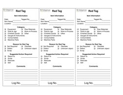 5S Red Tag Template and Log | PDF