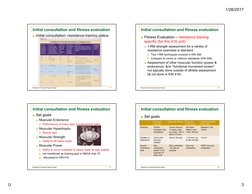 1/26/2017
U
3
Initial consultation and fitness evaluation
Initial consultation: resistance training status
9
Resistance Trai