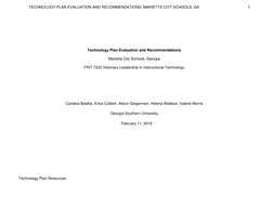 TECHNOLOGY PLAN EVALUATION AND RECOMMENDATIONS: MARIETTA CITY SCHOOLS, GA                                              1