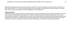 TECHNOLOGY PLAN EVALUATION AND RECOMMENDATIONS: MARIETTA CITY SCHOOLS, GA                                              10