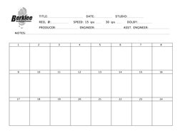 TITLE:                        DATE:             STUDIO:           
   REEL #:              SPEED: 15 i