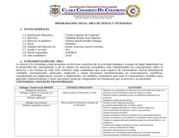 PROGRAMACIÓN ANUAL: ÁREA DE CIENCIA Y TECNOLOGÍA 
 
1. DATOS GENERALES 
 
1.2. Institución Educativa 
 
: “Clara Co