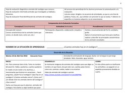 4 
 
Hoja de evaluación diagnóstico animales del zoológico que conozco. 
Hoja de evaluación intermedia animales que investiga