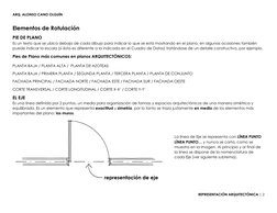 ARQ. ALONSO CANO OLGUÍN 
REPRESENTACIÓN ARQUITECTÓNICA | 2 
 
 
Elementos de Rotulación 
PIE DE PLANO 
Es un texto que se ubi