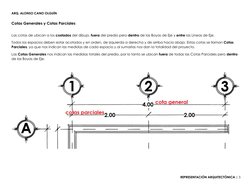 ARQ. ALONSO CANO OLGUÍN 
REPRESENTACIÓN ARQUITECTÓNICA | 5 
 
 
Cotas Generales y Cotas Parciales 
 
Las cotas de ubican a lo