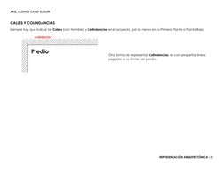 ARQ. ALONSO CANO OLGUÍN 
REPRESENTACIÓN ARQUITECTÓNICA | 8 
 
 
CALLES Y COLINDANCIAS 
Siempre hay que indicar las Calles (co