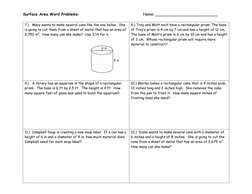 Surface Area Word Problems:                                                        Name: __________________________ 
 
5 in
