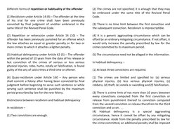 Different forms of repetition or habituality of the offender 
 
(1) Recidivism under Article 14 (9) – The offender at the tim