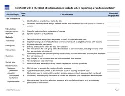 CONSORT 2010 checklist of information to include when reporting a randomised trial*
Section/Topic
Item
No
Checklist Item
Repo