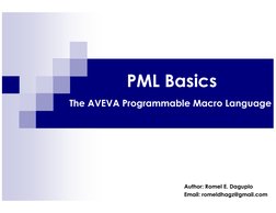PML Basics
The AVEVA Programmable Macro Language
Author: Romel E. Daguplo
Email: romeldhagz@gmail.com

