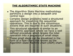 THE ALGORITHMIC STATE MACHINE
THE ALGORITHMIC STATE MACHINE
n The Algorithm State Machine methodology 
The Algorithm State Ma