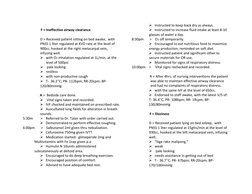 F > Ineffective airway clearance 
 
D > Received patient sitting on bed awake,  with 
PNSS 1 liter regulated at K