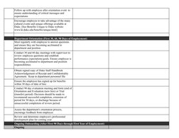 Department Orientation (First 30, 60, 90 Days of Employment)
Ongoing Onboarding (After First 90 Days through First Year of Em