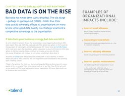10
CHAPTER 2: WHY IS DATA QUALITY SO HOT RIGHT NOW?
BAD DATA IS ON THE RISE
Bad data has never been such a big deal. The old