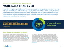 4
INTRODUCTION: MANAGING DATA IN A DIGITAL ERA
Humanity is living through the Data Age. There is more data being produced tod