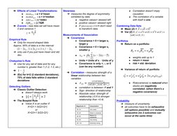 ➔Effects of Linear Transformations: 
◆
a + b*mean
 
meannew =
 
◆
a + b*median
mediannew  =
 
◆
*stdev
 
stdevnew = b| |
 
◆