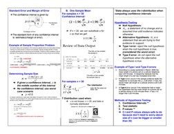 Standard Error and Margin of Error  
 
Example of Sample Proportion Problem  
 
Determining Sample Size 
              n =
e2