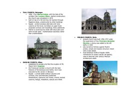  
TAAL CHURCH, Batangas 
 
1858 : Fray Marcos Anton, with the help of the 
architect Don Luciano Oliver, started constructi