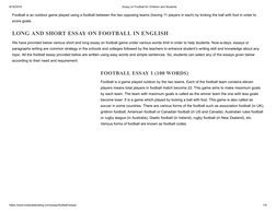 Football Essay for Students and Kids | PDF | Association Football ...
