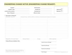 ENGINEERING CHANGE NOTICE (ENGINEERING CHANGE REQUEST)
Supplier :
ECN Number:
Supplier Code:
Initiated by:
Approved
anufactur