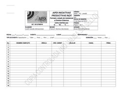 NIT. 901079859-8
AIPDI INICIATIVAS
PRODUCTIVAS INZÁ
Formato Listado de Asistencia
a Eventos Externos
CÓDIGO:
AIPDI – FIC - Ld