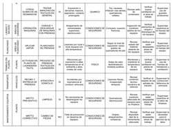 ÄRE
SI
QUIMICO
SI
PLANCHADO
SI
PLANTA
SI
FISICO
TRANSPORTE
VEHICULOS
SI
MANTENIMIENTO EQUIPOS
PLANTA
LIMPIEZA
SI
NO
OTROS 
QU