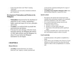 - 
Comes from the Greek word “Patris” meaning 
“fatherland” 
- 
Nationalism is not necessarily considered an inherent 
part o