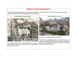 AMBIENTE URBANO MONUMENTAL 
 
Son aquellos espacios públicos cuya fisonomía y elementos, por poseer valor urbanístico en conj