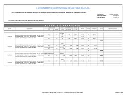 MMMM
OBRA:
DURACION:
60 días naturales
INICIO DE OBRA:
FIN DE OBRA:
LOCALIDAD: SAN PABLO COATLAN,  MIAHUATLAN, OAX., MEXICO
A