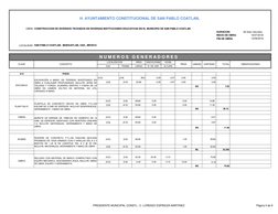 MMMM
OBRA:
DURACION:
60 días naturales
INICIO DE OBRA:
FIN DE OBRA:
LOCALIDAD: SAN PABLO COATLAN,  MIAHUATLAN, OAX., MEXICO
A