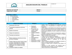 ANALISIS SEGURO DEL TRABAJO
Versión 1.0
Empresa que ejecuta:
Sector:
Supervisor a cargo:
Fecha:
Materiales a utilizar:

Cord