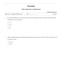 Grade: 7
(c) 2014 learnhive.com
1.
2.
Exercise
#3536: Simple Interest (Mathematics)
Prepared for:   amirapumurthy@gmail.com