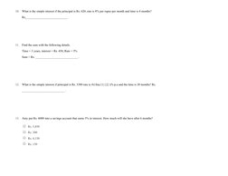 10.
11.
12.
13.
What is the simple interest if the principal is Rs. 620, rate is 8% per rupee per month and time is 4 months?