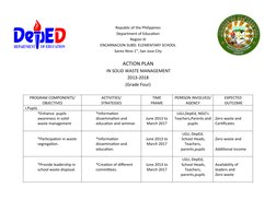 School Solid Waste Management Action Plan | PDF | Teachers | Behavior ...