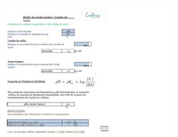 Completa los valores requeridos en las celdas de color :
Indique el pH deseado
Indique la cantidad de preparación que 
hará: