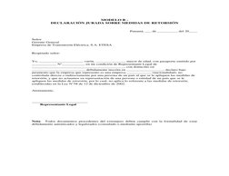 MODELO B - 
DECLARACIÓN JURADA SOBRE MEDIDAS DE RETORSIÓN 
Panamá, ___ de __________ del 20____ 
Señor 
Gerente General 
Em