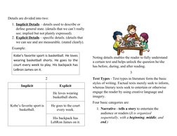 Details are divided into two:
1. Implicit Details
 
  – details used to describe or 
define general state. (details that we c