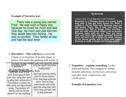 Example of Narrative text:
4
2. Descriptive – Puts a picture in your head. 
Creates a vivid picture of an idea, place, or 
pe