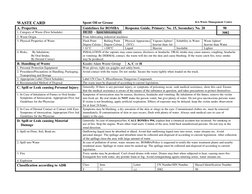 WASTE CARD 
Spent Oil or Grease 
KA-Waste Management Centre 
A. Properties 
Guidelines for BOMBA 
Response Guide, Primary: