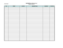 Master Prop List Template for Theatre | PDF