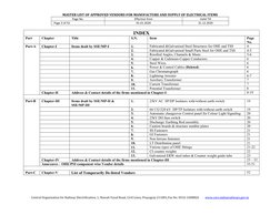 MASTER LIST OF APPROVED VENDORS FOR MANUFACTURE AND SUPPLY OF ELECTRICAL ITEMS 
Page No. 
Effective from 
Valid Till 
 Page 3