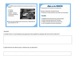 -Desaolla:
1.¿Cuáles fueron  las principales preocupaciones de los gobiernos despúes del cierre de las salitreras?
2.¿
