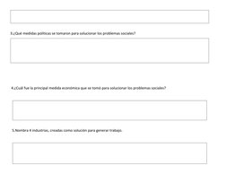 3.¿Qué medidas políticas se tomaron para solucionar los problemas sociales?
 4.¿Cuál fue la principal medida económica que se