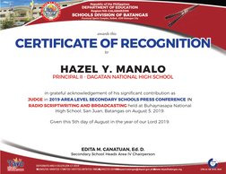 Republic of the Philippines
DEPARTMENT OF EDUCATION
Region IVA-CALABARZON
SCHOOLS DIVISION OF BATANGAS
Provincial Sports Comp