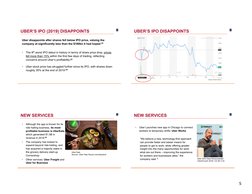 5
UBER’S IPO (2019) DISAPPOINTS
Uber disappoints after shares fell below IPO price, valuing the 
company at significantly les